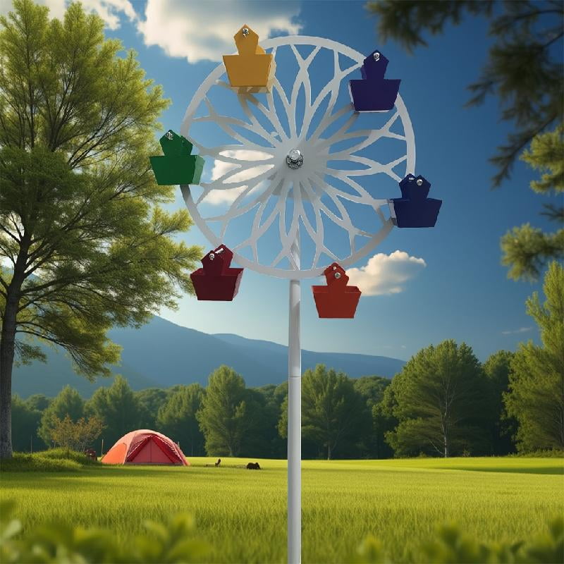 Stainless Steel Rotating Ferris Wheel Bird Feeder Windmill Garden Decoration