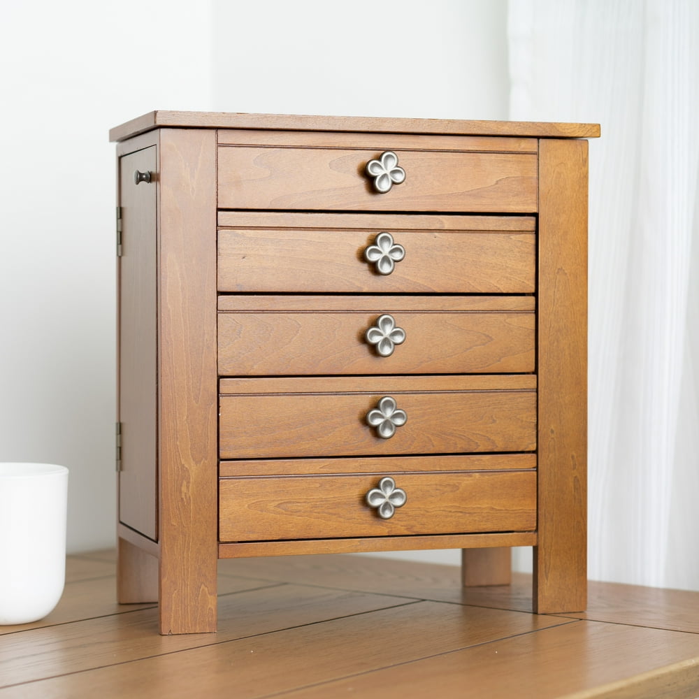 Hives and Honey Hives & Honey Emma Jewelry Chest for Women, Jewelry Box with Mirror, Walnut