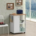 thumbnail image 3 of Hodedah 23.6" Wide Open Shelves and Cabinet Space Kitchen Cart in White Wood, 3 of 4