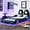 Blue, variant on Solid wood construction and safety features - Twin blue race car platform bed for a secure bedroom