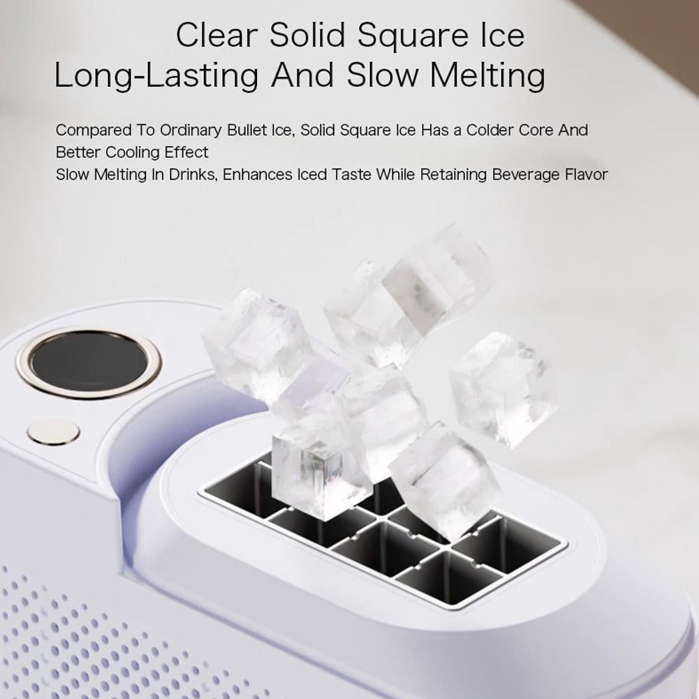 Portable Countertop Ice Maker Machine,Compact Mini Ice Maker with 12V Car Cable,Dual Power Fast Ice-Making,8 Cubes in 10 Minutes,Automatic Ices Cube Makers Machine for Camping,Travel Use