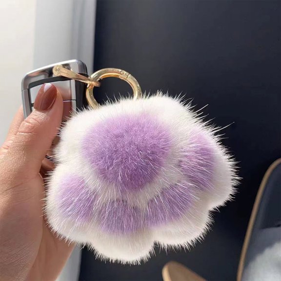 Super Cute Soft Plush Cat Paw Keychain Fluffy Warm Comfortable Pink Kitty Hand Key Chain Ring Holder Bag Purse Pendant