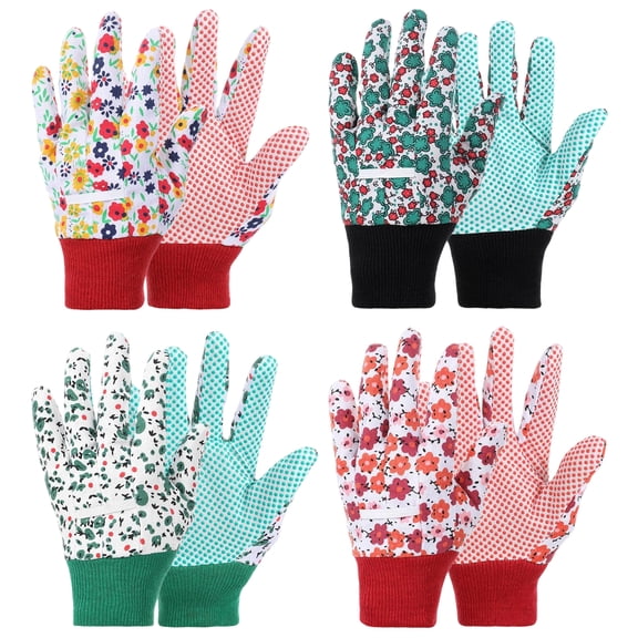 4 Pairs Gardening Gloves for Women Breathable Floral Garden Gloves with Non-Slip Grip Work Glove for Weeding Planting