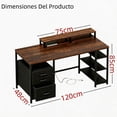 thumbnail image 2 of Escritorio para Computadora 120 cm con Cajonera, Luces LED, Tomas de Corriente, Soporte para Monitor y Repisas, para Oficina, Estudio y Gaming, 2 of 6