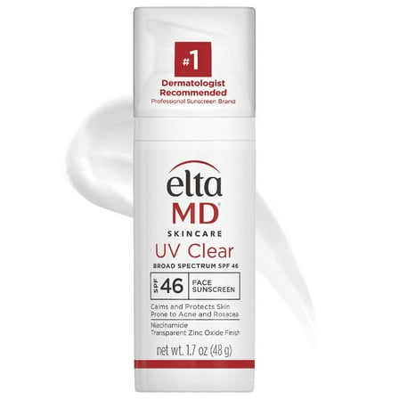 EltaMD UV Clear Face Sunscreen SPF 46, Oil Free Sunscreen for Face with Zinc Oxide, Dermatologist Recommended Lotion,1.7 oz Pump