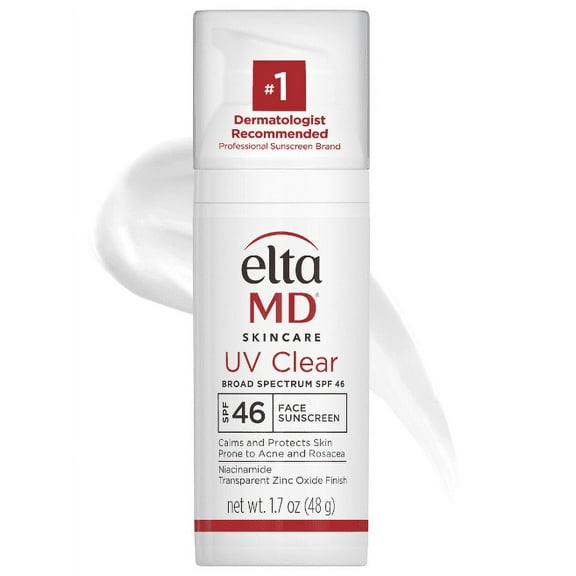 EltaMD UV Clear Face Sunscreen SPF 46, Oil Free Sunscreen for Face with Zinc Oxide, Dermatologist Recommended Lotion,1.7 oz Pump