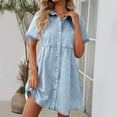thumbnail image 2 of Ashirexll Midi Dresses for Women, Casual Dresses for Women, Solid Color Short Sleeve Linen Loose Dress With Pockets, 2 of 7