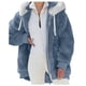 thumbnail image 1 of Gibobby Abrigo de peluche para mujer, Abrigos de piel para mujer, chamarra de piel de oveja mullida para mujer, chamarra de forro polar con capucha y cierre(Azul,G), 1 of 4