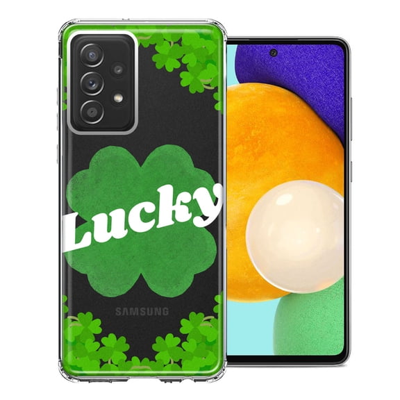 MUNDAZE for Samsung Galaxy A72 Lucky St Patrick's Day Shamrock Green Clovers Double Layer Phone Case Cover