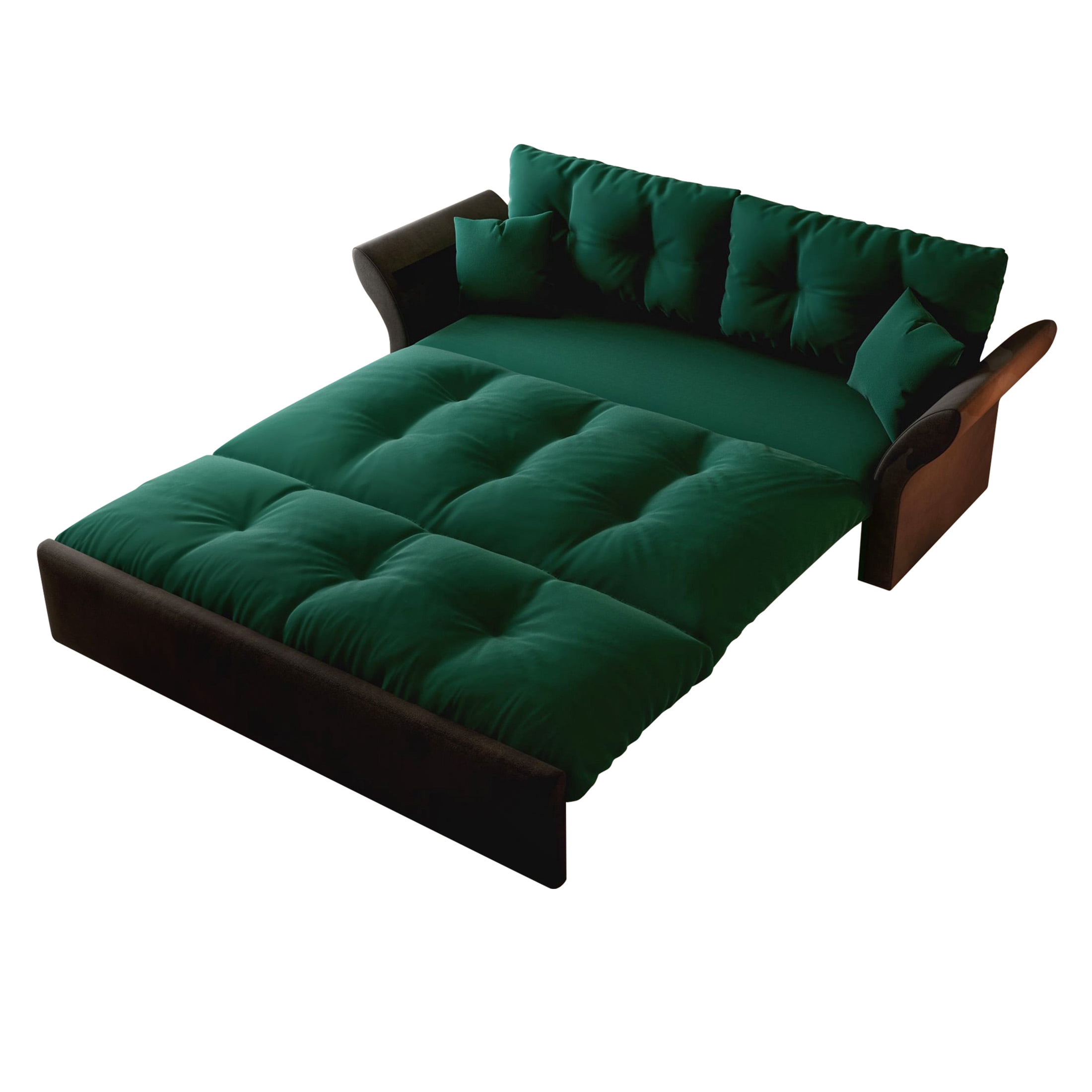 Aukfa 74.8" Queen Pull Out Sofa Bed, Convertible Loveseat Sleeper Sofa Couch with 2 Pillows, Tufted, Green