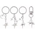 thumbnail image 6 of 1 Box 4Pcs 4 Styles Star Charm Key Chain Silver Moon Keychain Metal Alloy Stars Aesthetic Car Keys Holder Decorative Chain Clasp Keyrings for Purse Handbag Backpack Cellphone Accessories for DIY, 6 of 6