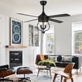 thumbnail image 3 of 48" Black Industrial Cage Ceiling Fan 6 Speed Reversible Motor with Remote Control and Light Kit 4 Blades 6 Speed, 3 of 13