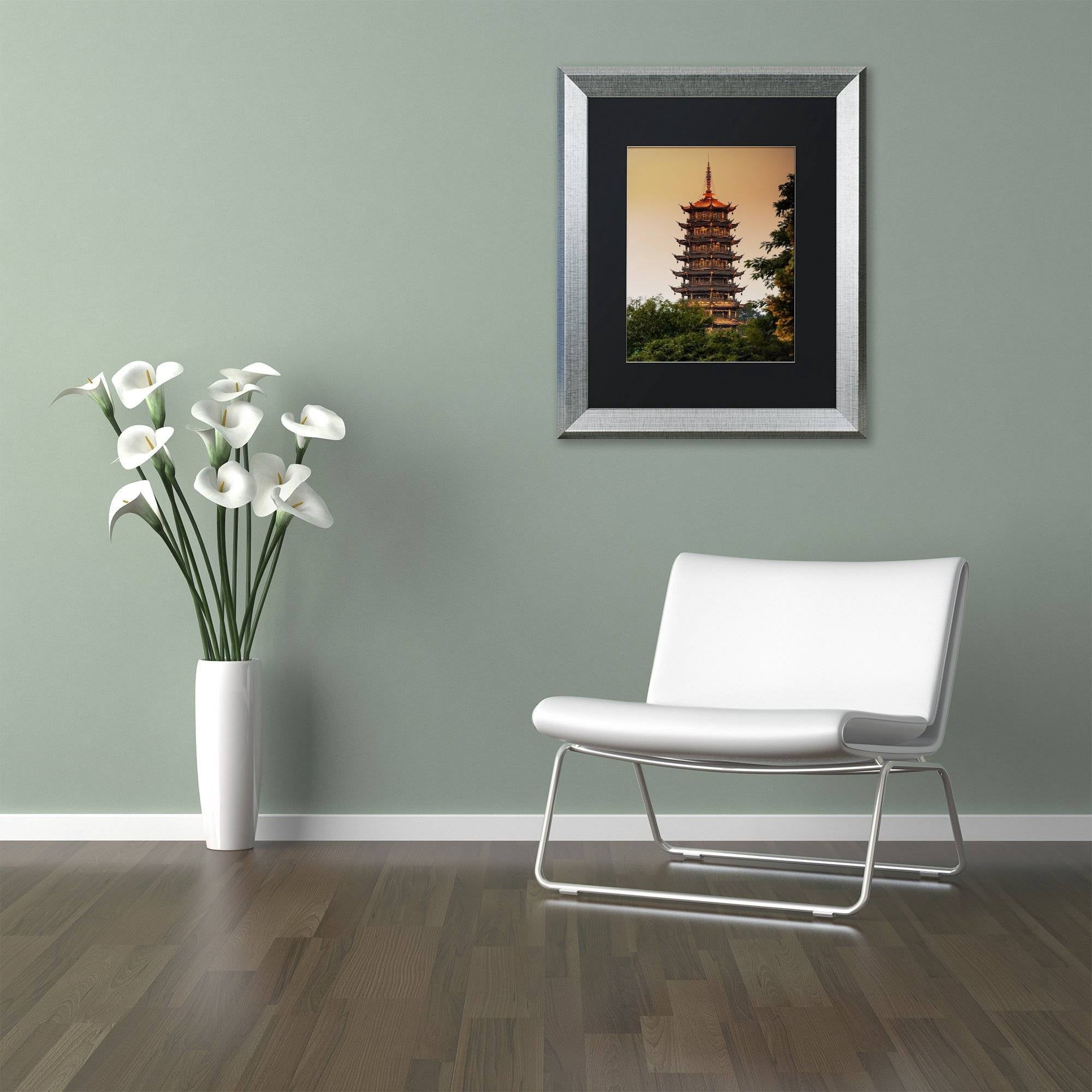 Trademark Fine Art "Light Pagoda" Canvas Art by Philippe Hugonnard, Black Matte, Silver Frame