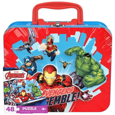 Marvels Avengers 48-Piece Jigsaw Puzzle in Tin with Handle, for Families and Kids Ages 4 and up