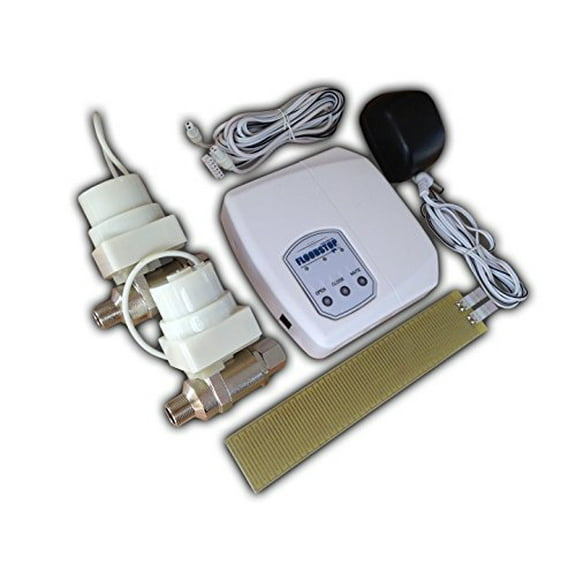 FloodStop Sink Leak Detector Kit with Automatic Water Shut-Off and Visual/Audible Alarms, 3/8" Compression, Hot & Cold Valves