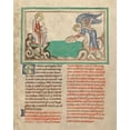 thumbnail image 2 of Unknown 13th Century Illuminator 26x32 White Modern Wood Framed Museum Art Print Titled - An Angel Casting a Millstone into the Sea, 2 of 4