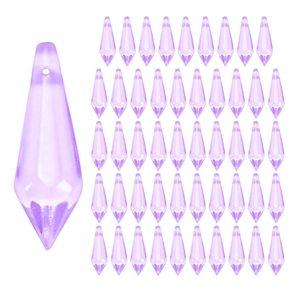50-Pack Crystal Icicle Prisms, 34mm/1.34 Inch Hanging Crystals Chandelier Prisms for Home/Windows/Garden/DIY[Purple]
