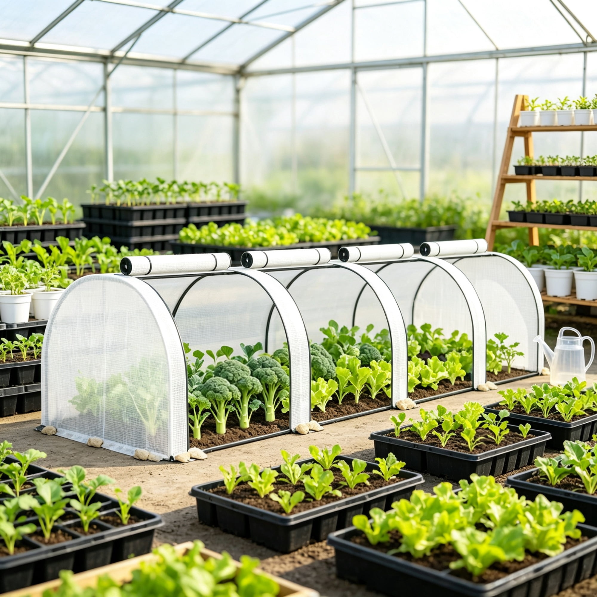 White Portable 13' L x 3' W x 2.5' H Tunnel Greenhouse, Garden Grow Tent with 4 Zipper Doors, Water/UV Protected PE Cover