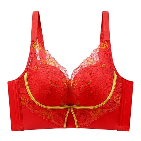 Push-Up Lace Bra for Women  Plus Size Minimizer Underwire Full Coverage Bra  Comfort Posture Bra