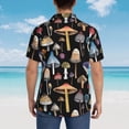thumbnail image 4 of Gukieu Mushrooms and Autumn Leaves Print Men's Short-sleeved Shirts, Button-down Lapel Hawaiian Shirts, T-shirts, Beach Vacation Summer Casual Wear,Small, 4 of 7