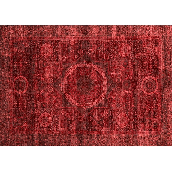 Ahgly Company Indoor Rectangle Abstract Red Modern Area Rugs, 5' x 7'