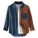 thumbnail image 2 of pstuiky manga larga para hombre, Camisa informal de manga larga con solapa y bolsillo con botones en bloques de color para hombre. camisetas de hombre s, 2 of 5