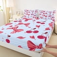 thumbnail image 3 of Homewish Cartoon Cherry Fruit Full Size Sheets for Kids, Blue Red Bowknot Bed Sheets, Kawaii Flower Floral Sheet Sets, Ultra Soft Bedroom Decor, 4pcs, 3 of 7