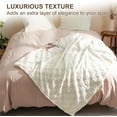 thumbnail image 2 of PHF Checkered Fleece Blanket Throw Size for Couch, Contemporary Flannel Fleece 3D Jacquard Fluffy Blanket, No Shedding, No Pilling, 50" x 60", Cream, 2 of 6