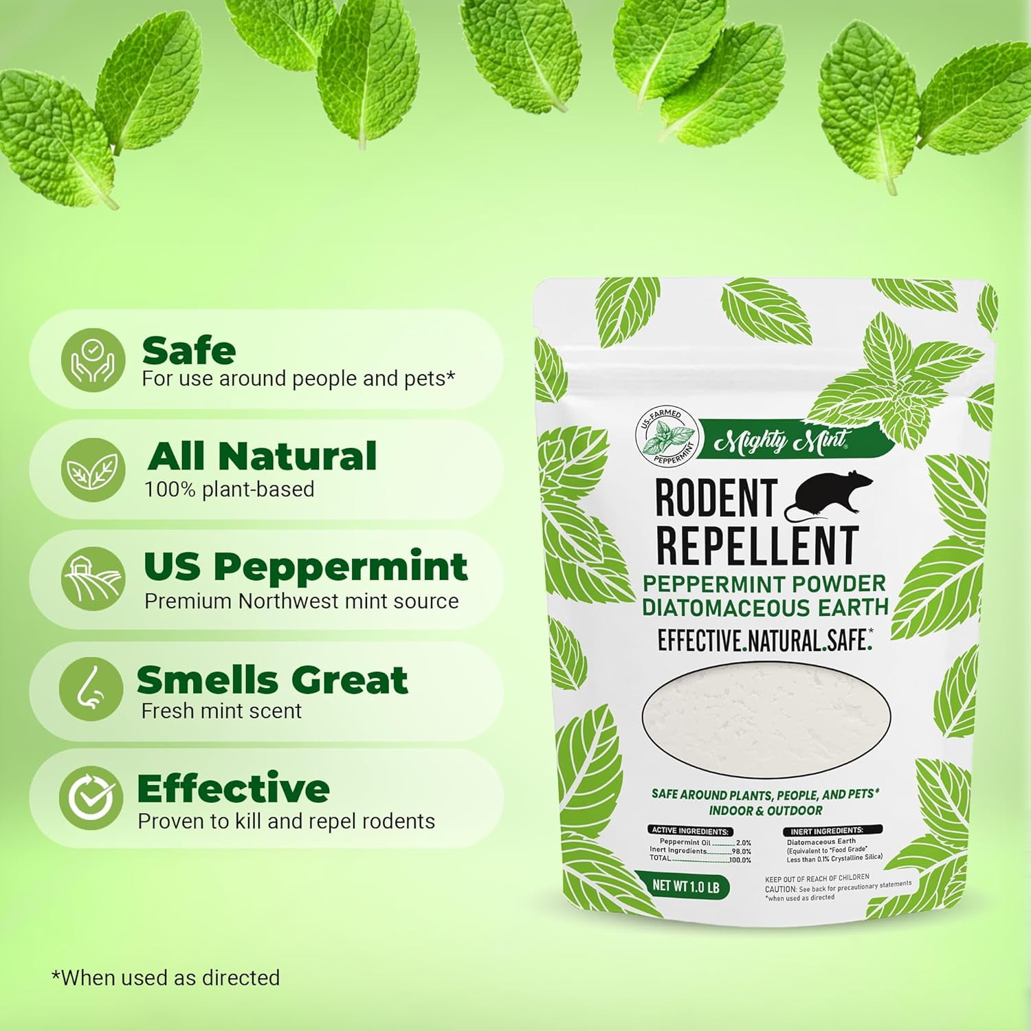 Rodent lent Pest Control, Diatomaceous Earth Peppermint Pest Powder, 1 lb