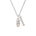 thumbnail image 2 of Delight Jewelry Goldtone White Open Plumeria Flip Flop Silvertone Be Strong and Courageous Bar Charm Necklace, 23", 2 of 4