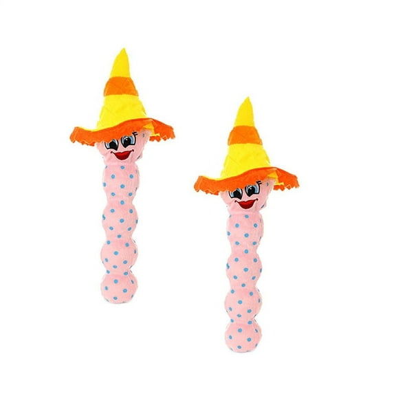 Mighty Tequila Worm Pink Durable Plush Squeaky Dog Toy, 2-Pack