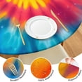 thumbnail image 4 of Colorful Rainbow Tie Dye Spiral Pattern Round Fitted Tablecloth with Elastic Edge,Dining Table Cover Waterproof,Outdoor Round Tablecloth for Camping,Dining,Indoor and Outdoor, 4 of 7
