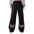 thumbnail image 2 of Valentine's Day Sweatpants For Women Bow Print Relaxed Fit Athletic Pants With Drawstring Casual Sport Pants With Pocket Black L, 2 of 7