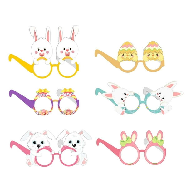 6 piezas de marcos para gafas de Pascua, decoración para fiestas de Pascua, suministros para fiestas, conejo de Pascua Estilo A