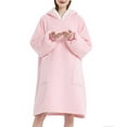 thumbnail image 2 of Couverture Portable à Capuche pour Femmes en Molleton, Sweat à Capuche Chaud et Confortable avec Poche Rose Taille Unique, 2 of 7