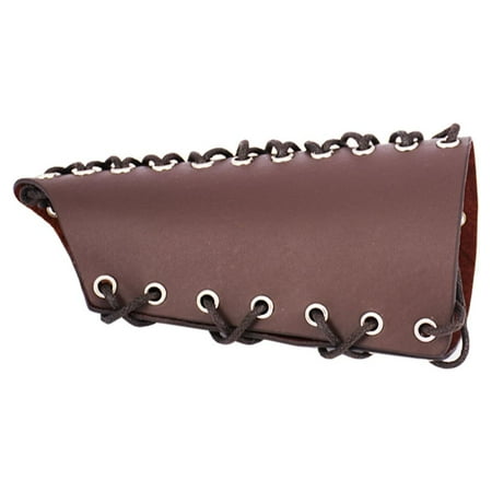 Kudiqi Archery Gauntlet Cowhide Arm Guard Bow Hand Shooting Glove Safe Guard for Shooting (Brown)
