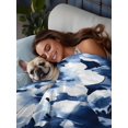 thumbnail image 4 of King Flat Sheet Only Abstract Watercolor Flower Art Soft Microfiber Cooling Bedding Sheets Natural Blue White Floral Flat Bed Sheet, 4 of 9