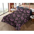 thumbnail image 4 of Ambesonne Dark Jungle Fitted & Flat Sheet with Sham 3 Pcs Set, Botany Flowers Leaves, Twin, Pale Fuchsia Dark Fuchsia, 4 of 5