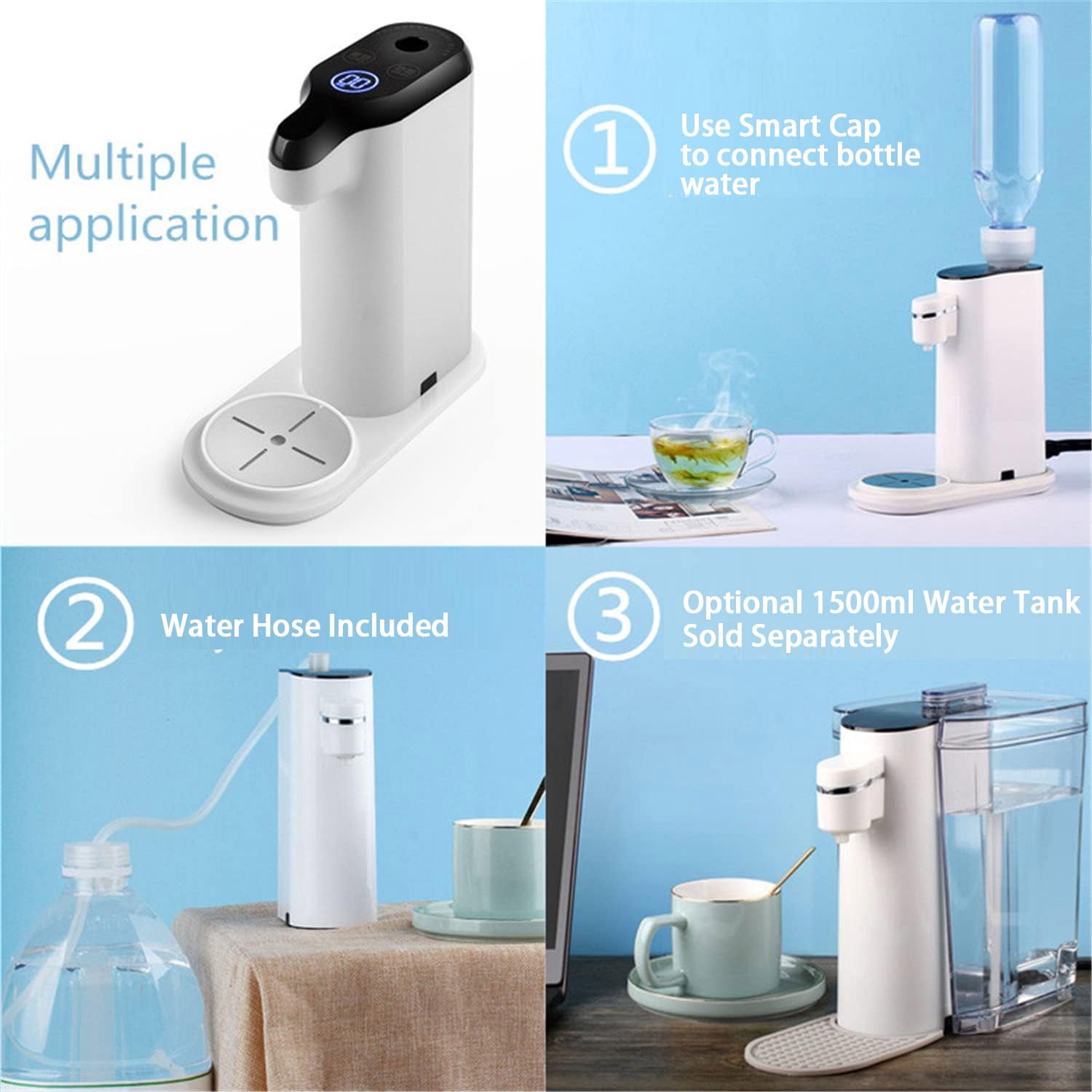 Life Treasadise Mini Instant Hot Water Dispenser for Mineral Water/Bottled Water For Travel Office and Home - White
