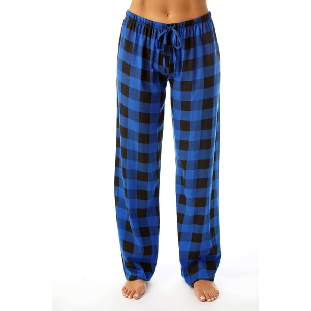 Toamir Women Buffalo Plaid Pajama Pants Sleepwear (Royal Black Buffalo ...