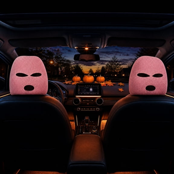 1PCS Funny Car Headrest Cover, Personalized Headrest Covers for Car, Breathable Car Seat Headrest Cover, Automotive Interior Holiday Decor, Universal Car Interior Accessory for Daily Halloween Decor