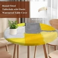 thumbnail image 5 of Abstract Street Art Round Fitted Table Cover Yellow Gary Color Stitching Waterproof Table Cloth with Elastic Edge Wipeable Tablecloth for Picnic Camping Party Fits 55"-60" Diameter, 5 of 8