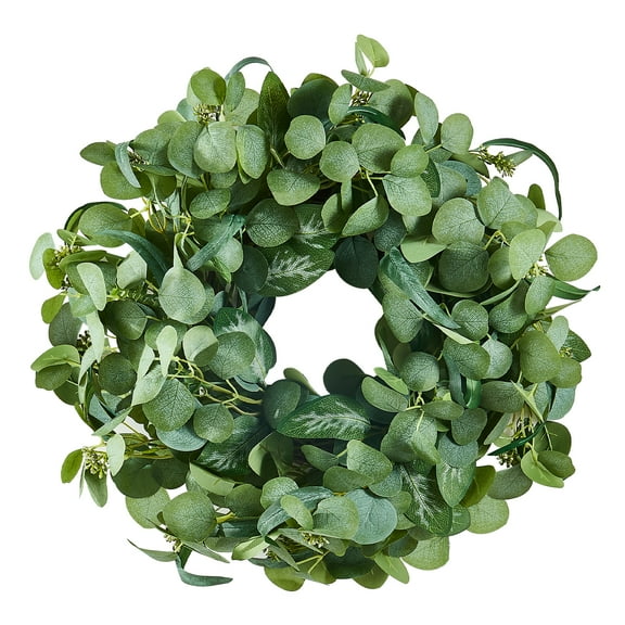 VEVOR Artificial Decorative Wreath, 26 in, Green, Decorated with Eucalyptus Leaves, Berries, Thorny Stems, Year Round Wreath for All Seasons Indoor and Outdoor Home Wall Window Festival Decorations