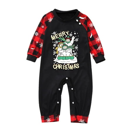 

ERTUTUYI Baby Sleepwear For Christmas Family Matching Pajamas Cute Big Headed Deer Print Pjs Plaid Long Sleeve Tops And Pants Soft Casusal Holiday Sleepwear Black 80