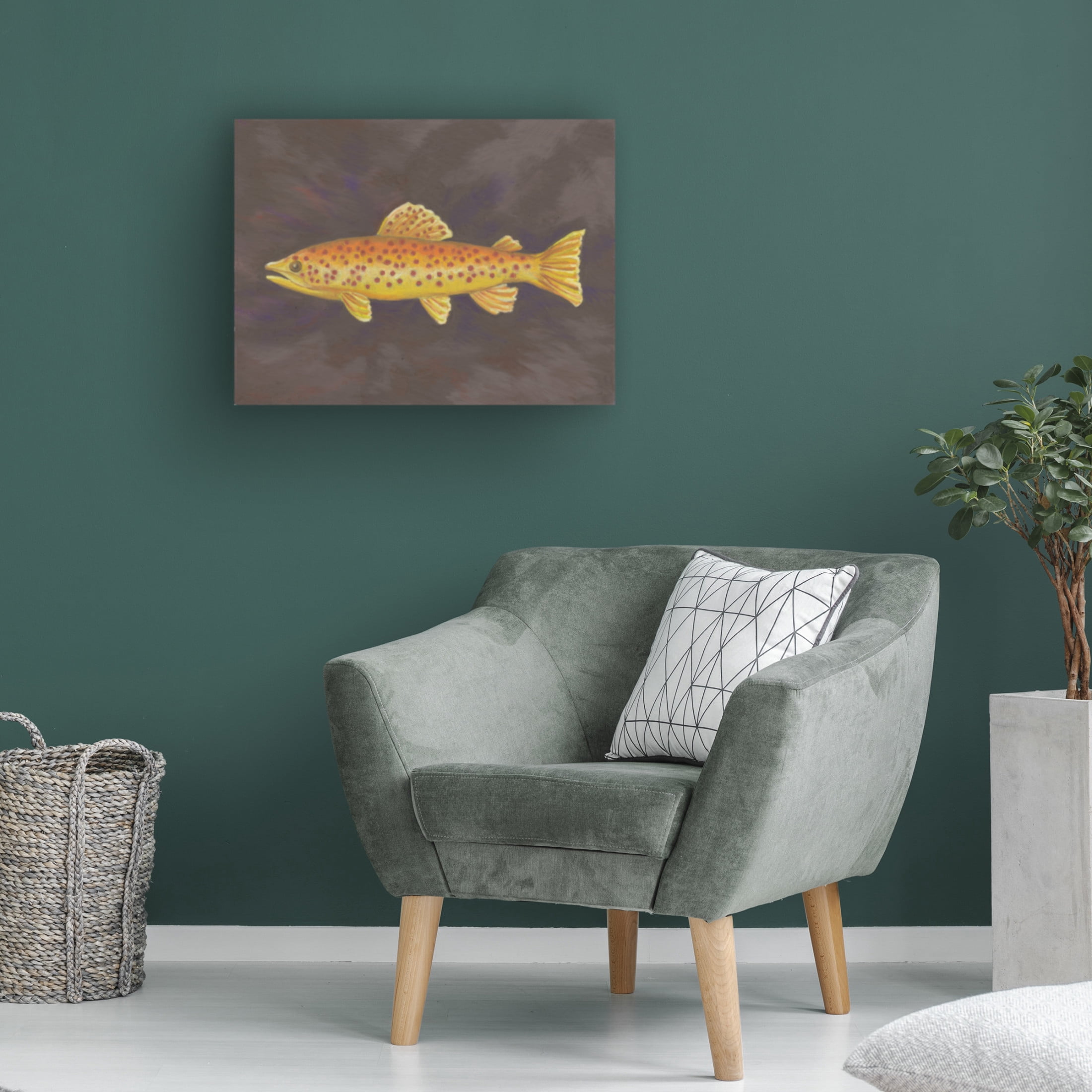 Canvas Wall Art - Andrea Strongwater 'Fish Spotted Trout' Wall Art for Living Room, Bedroom, or Office Décor by Trademark Fine Art - 47 x 35 Inches