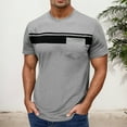 thumbnail image 2 of Rhuody Short Sleeve mens t shirt Round Neck Tee Pullover Striped Printed Lightweight Tops Clothes Light Gray S, 2 of 7