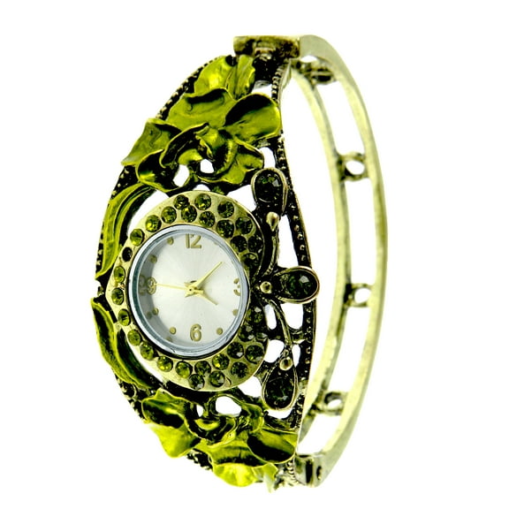 LINEL Green Heart Dial Metal Bangle Watch