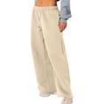 thumbnail image 2 of Ydkzymd Cargo Sweatpants for Women with Pockets High Waist Flared Pants for Women Loose Fit Joggers Elasitc for Workout Trousers Drawstring Palazzo Pants Khaki 2XL, 2 of 7