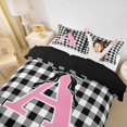 thumbnail image 3 of Catabedysis Bowtie ABC Print A Bedding,Personalized Monogrammed Gifts Duvet Cover Full For Girls,Black Reversible,3 Pieces,1 Duvet Cover and 2 Pillowcases, 3 of 6