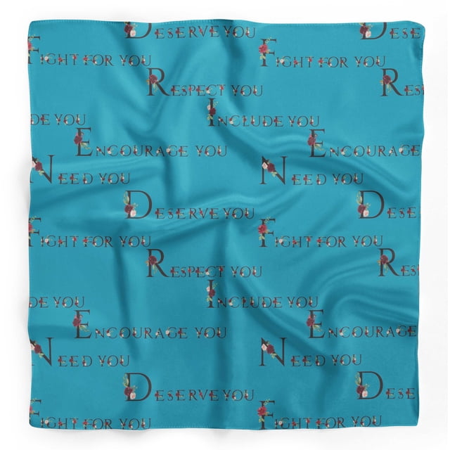 Bimba Blue Quotes Text Pure Silk Printed Head Bandanas Summer Neck Wrap Scarf 40 x 80 Inches